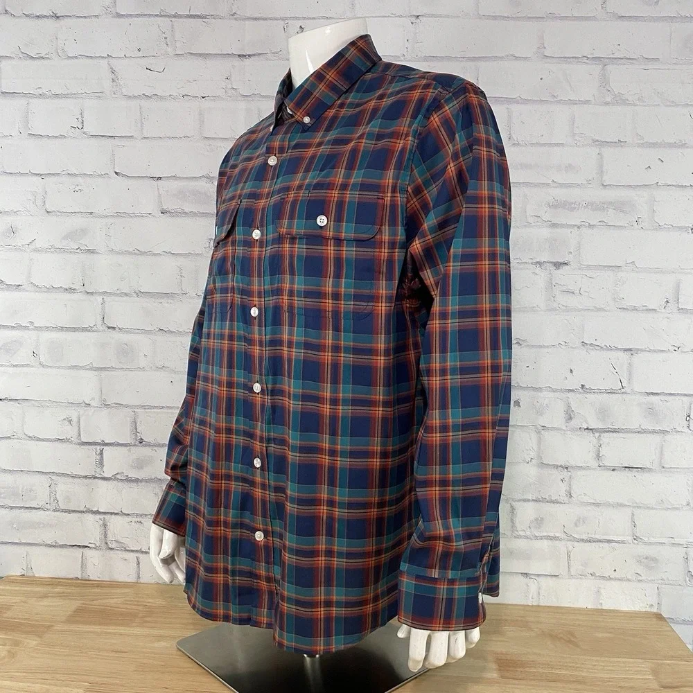 Duluth Shirt Men's Large Long Sleeve Blue Plaid Duluth‎ Untucked Nylon Stretch - Picture 3 of 12